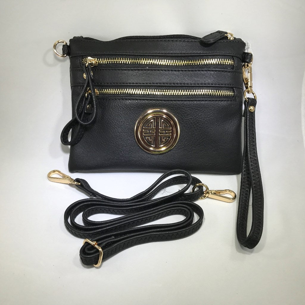 Black and gold slim crossbody purse. Good condition.... - Depop